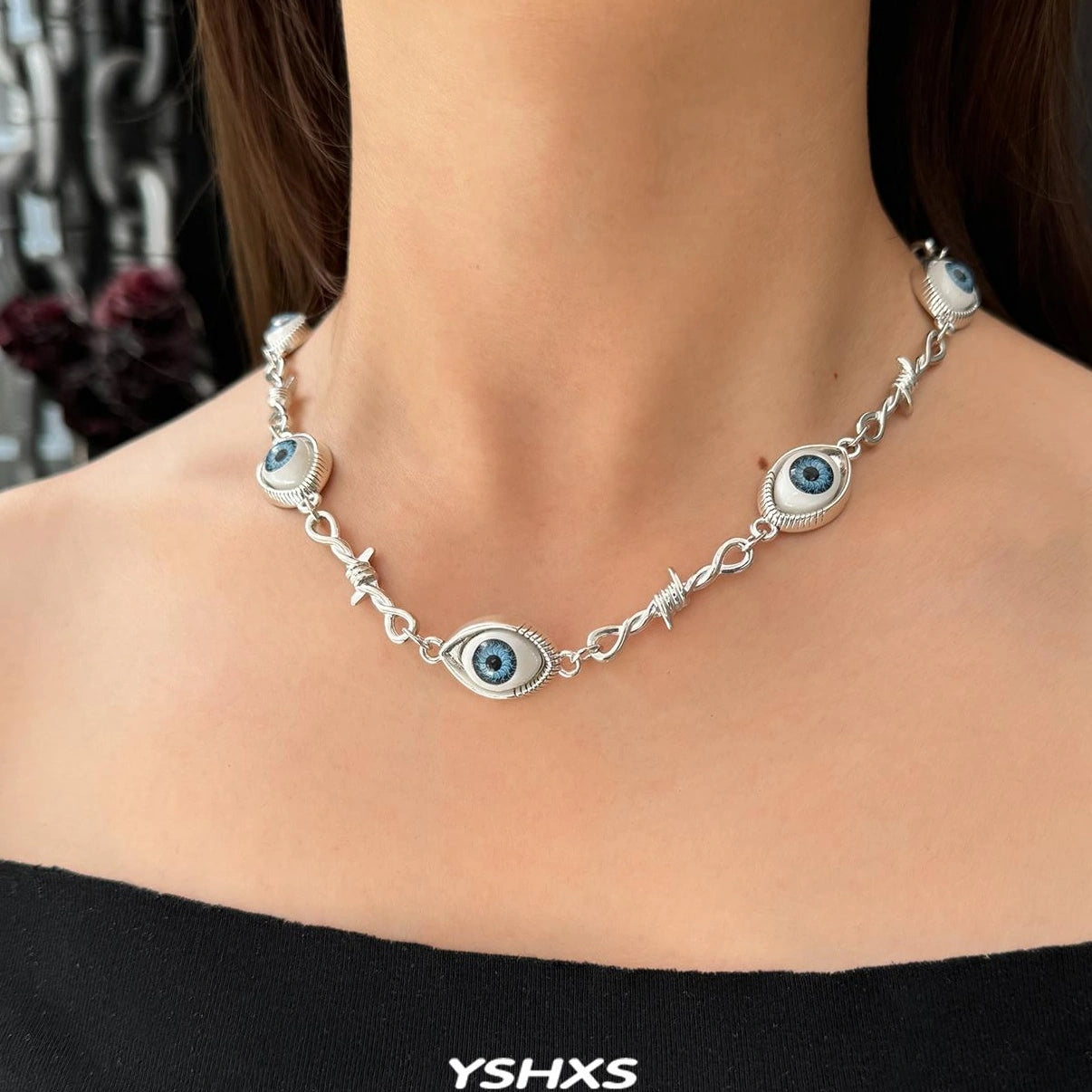 Accessories Punk Gothic Demon Eye Statement Necklace