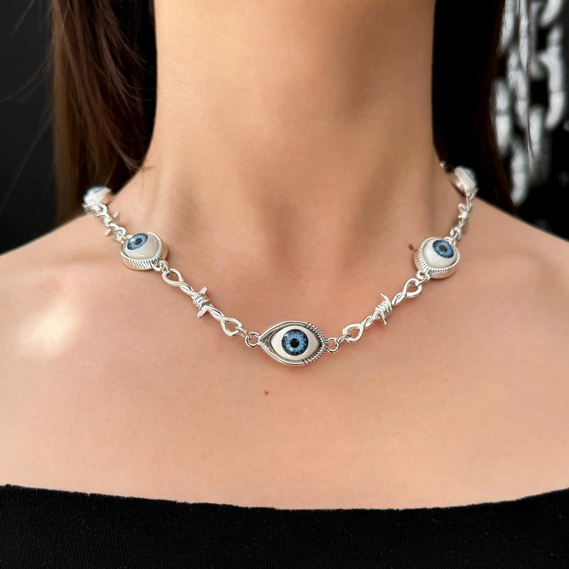 Accessories Punk Gothic Demon Eye Statement Necklace