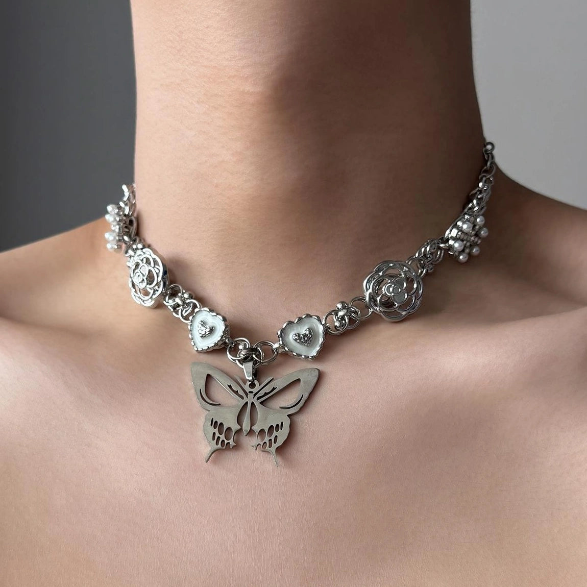 Accessories Punk Industrial Butterfly Hollow Out Necklace