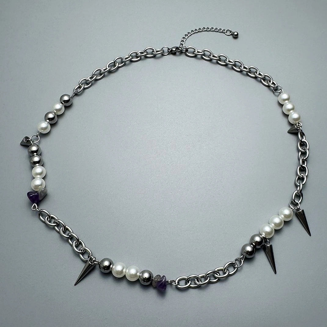 Accessories Punk Pearl Rivet Necklace