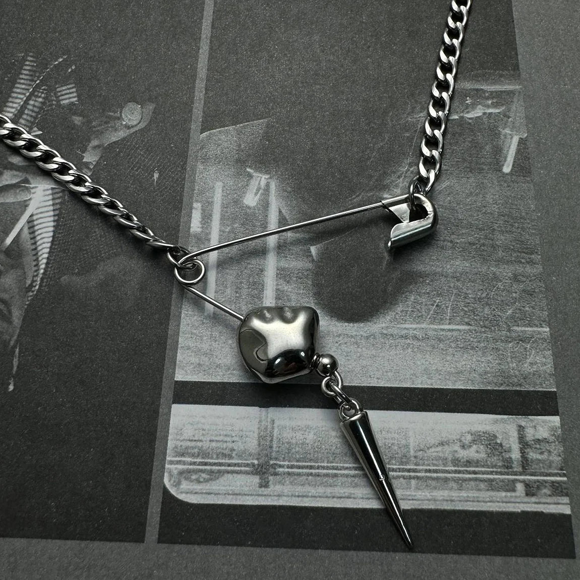 Accessories Punk Rivet Pin Pendant Necklace
