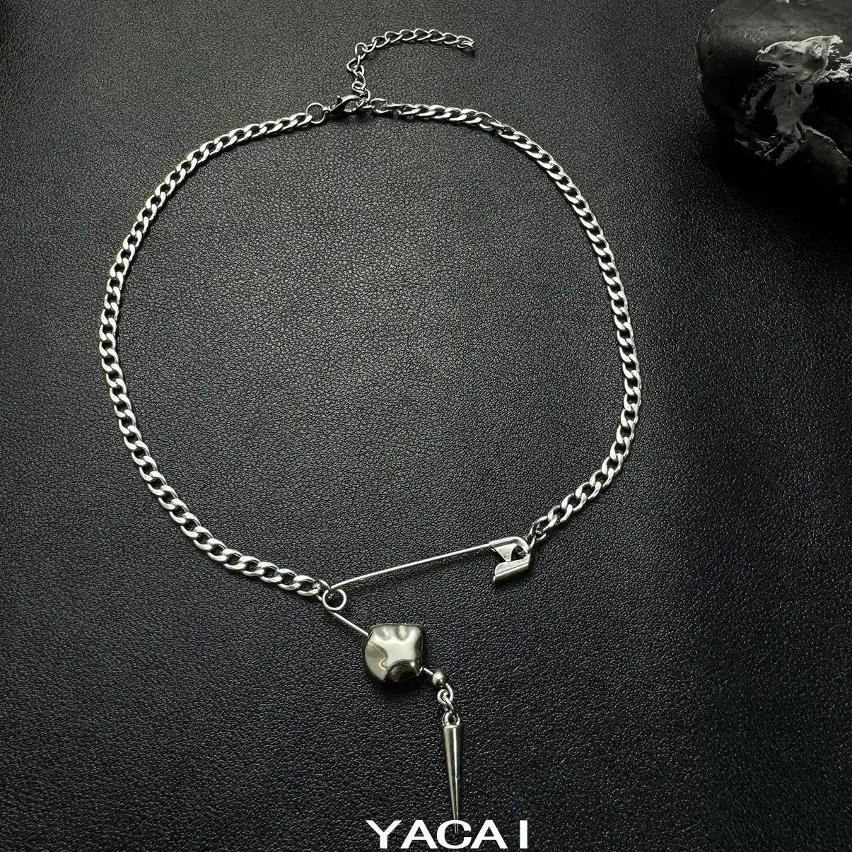 Accessories Punk Rivet Pin Pendant Necklace