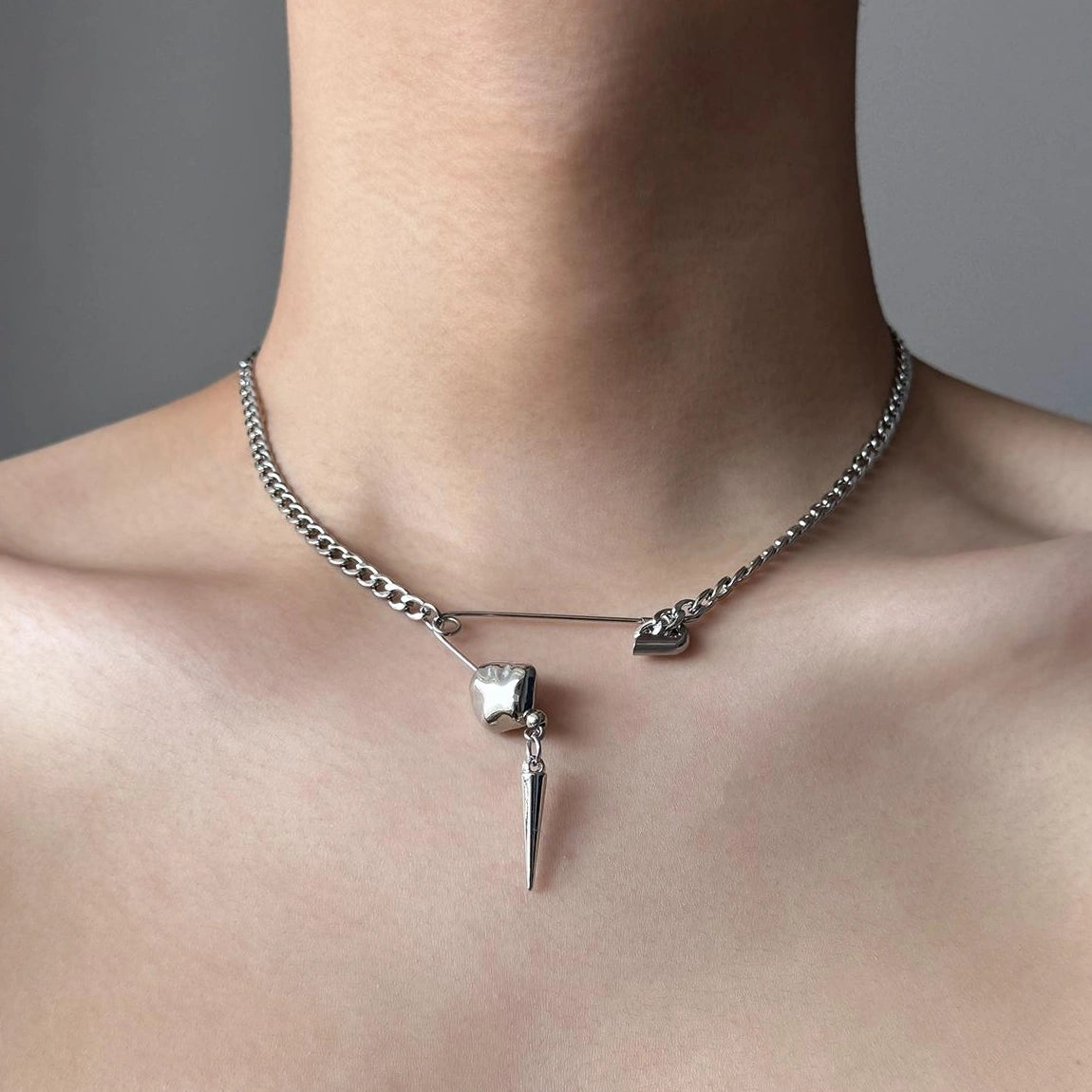 Accessories Punk Rivet Pin Pendant Necklace