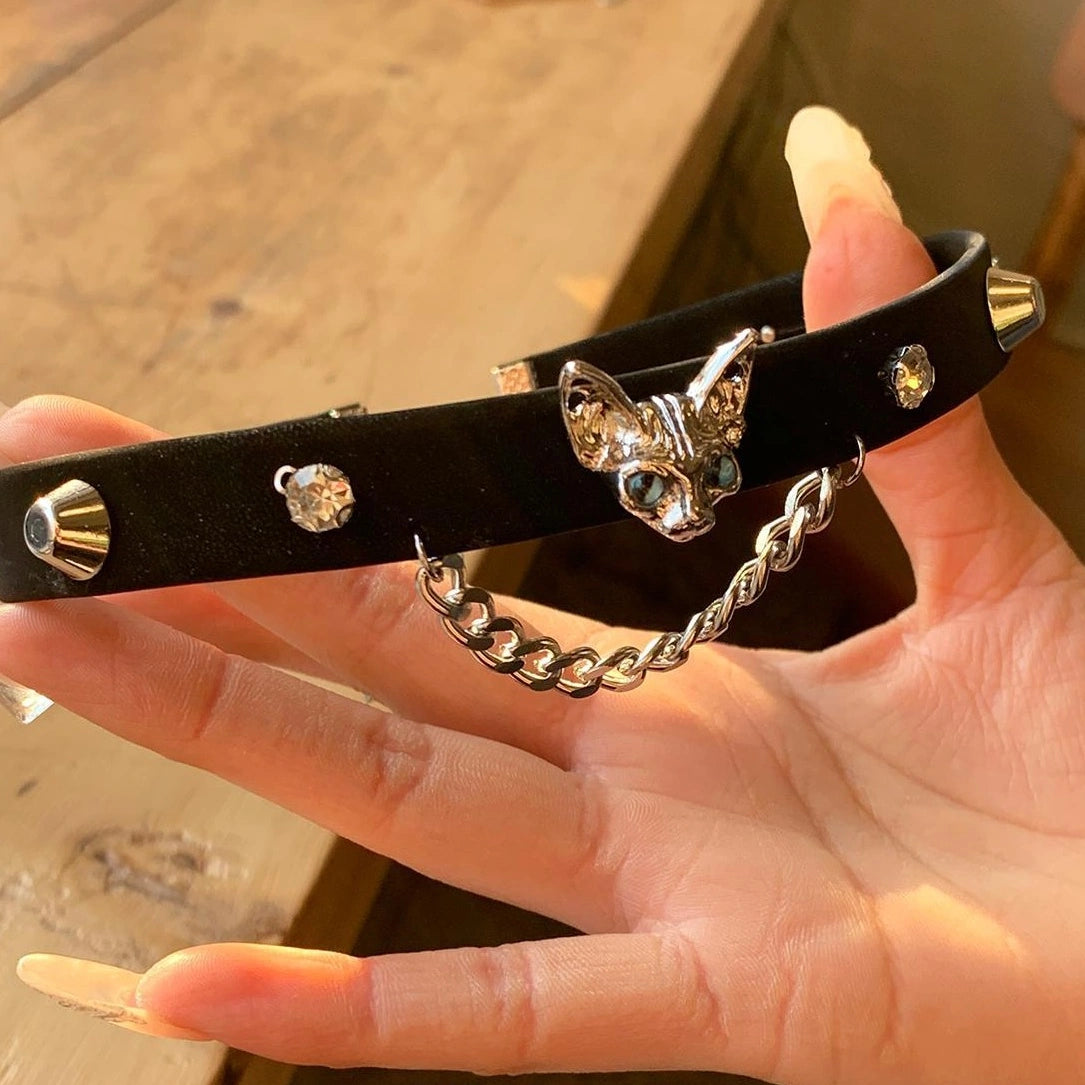Accessories Punk Studded Leather Dog Collar Choker