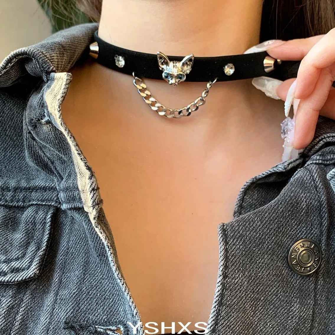 Accessories Punk Studded Leather Dog Collar Choker