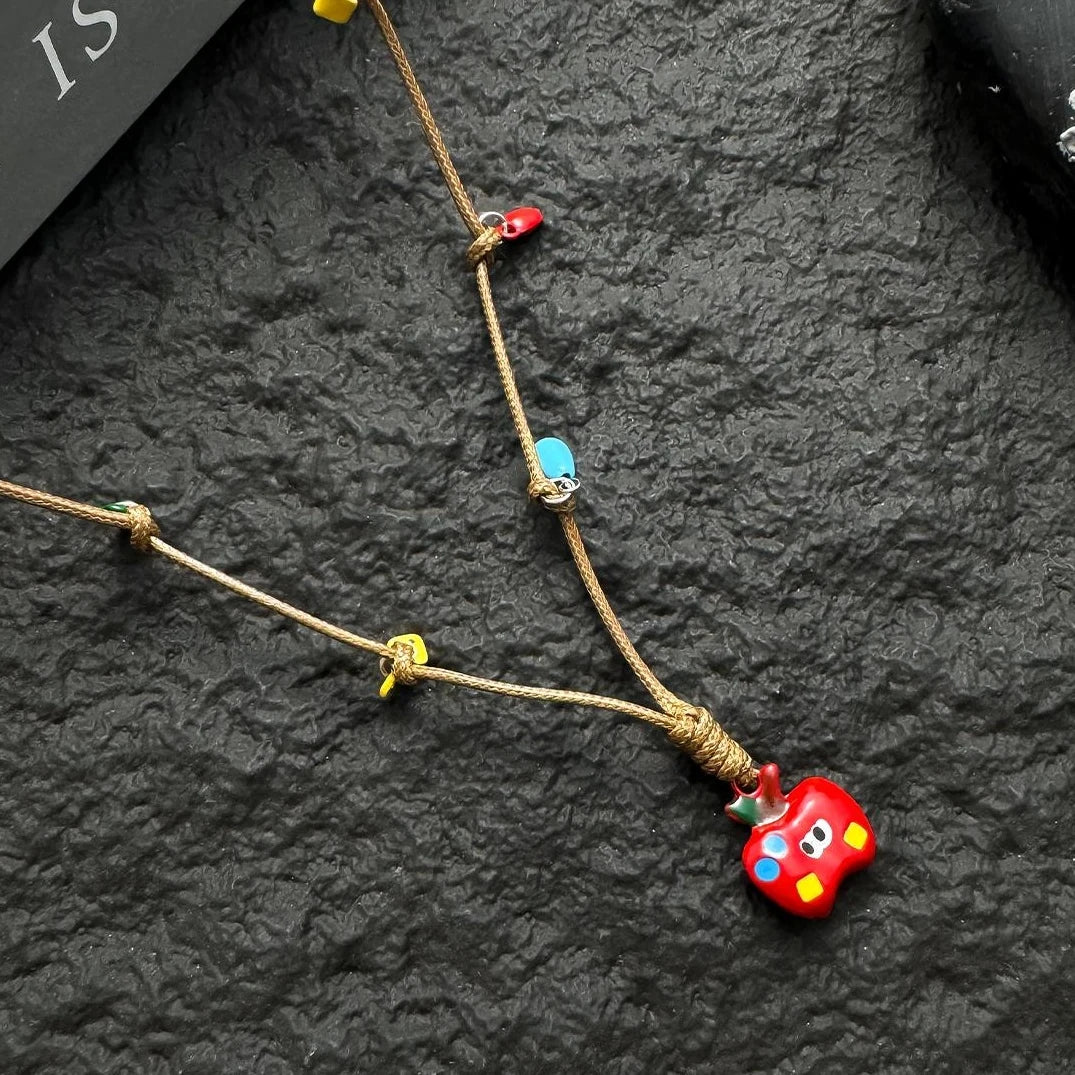 Accessories Red Apple Beaded Choker Necklace
