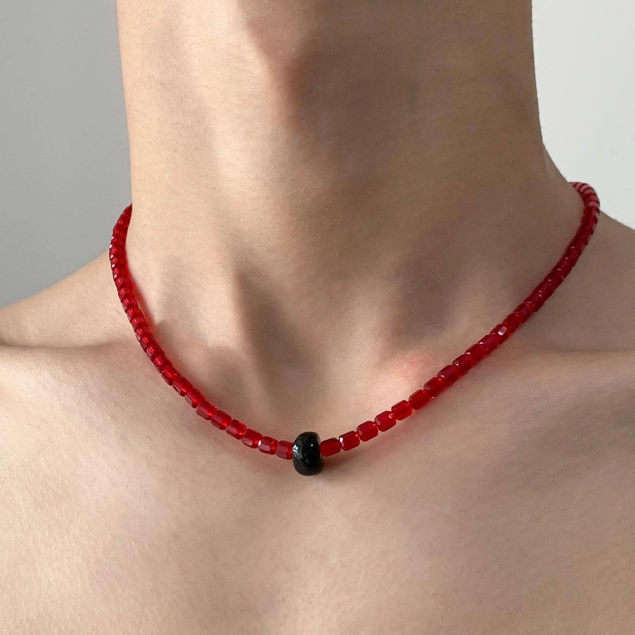 Accessories Red Beaded Statement Necklace