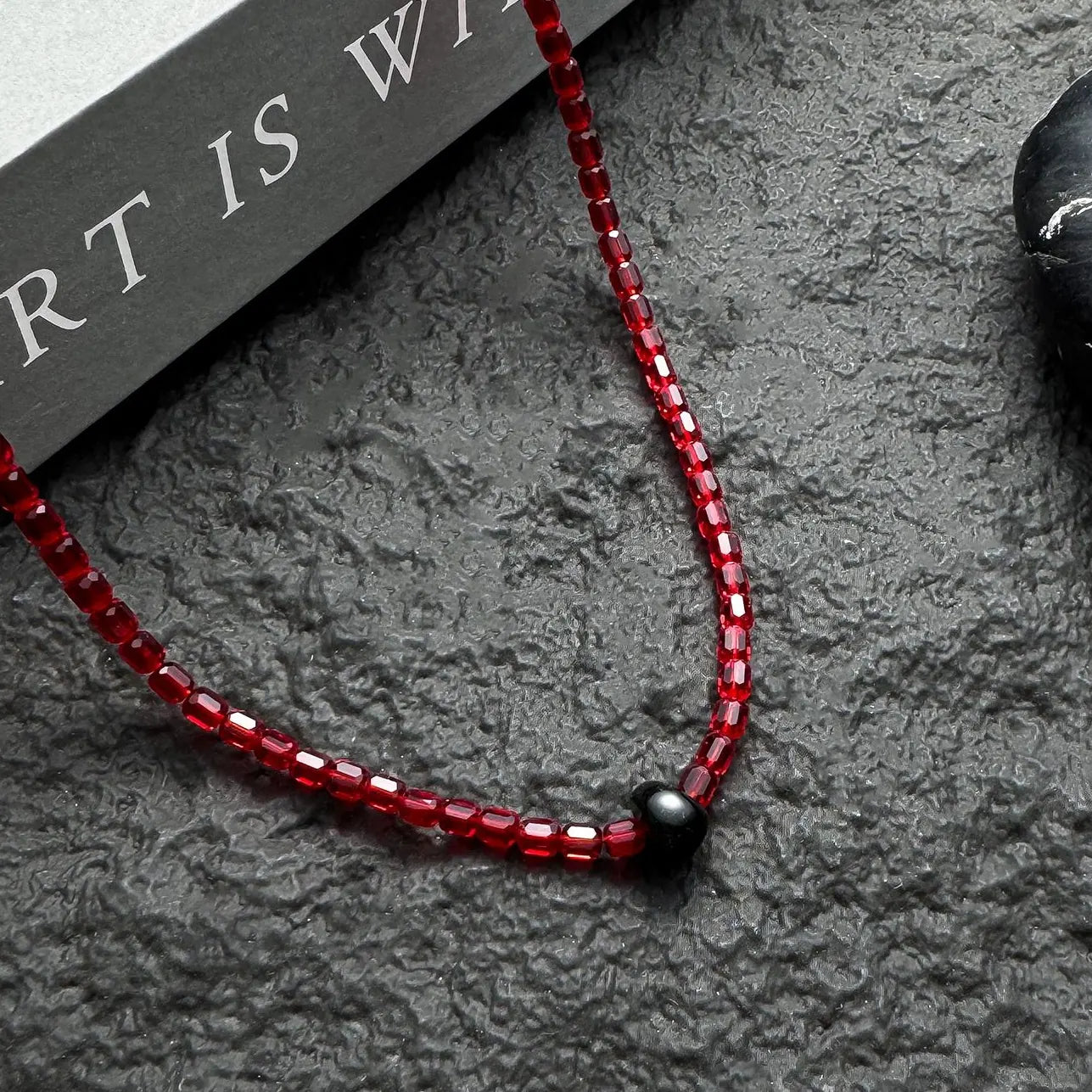 Accessories Red Beaded Statement Necklace