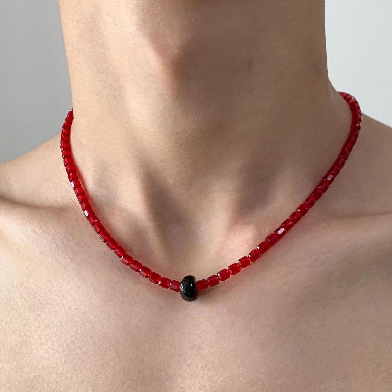 Accessories Red Beaded Statement Necklace