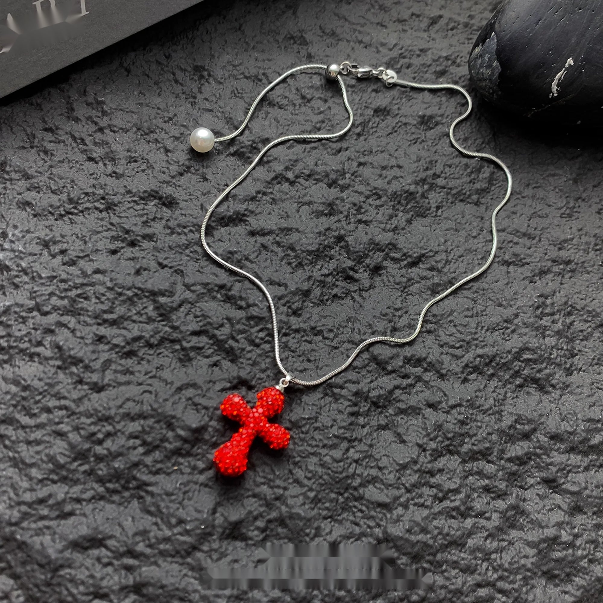 Accessories_Red_Cross_Pendant_Crystal_Choker_Necklace_MISSTT