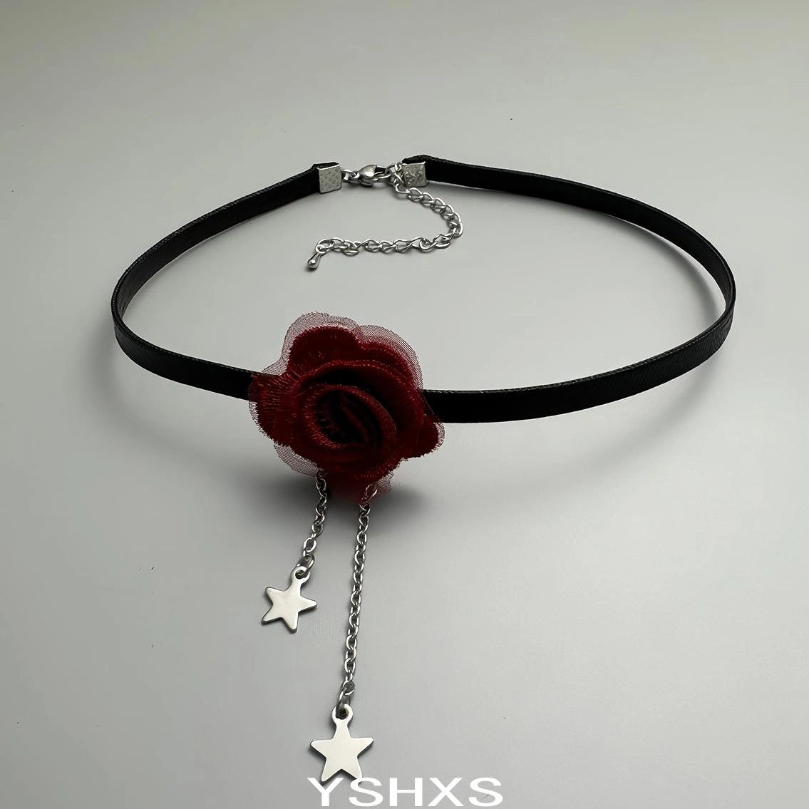 Accessories Red Flower Choker With Black Tassel