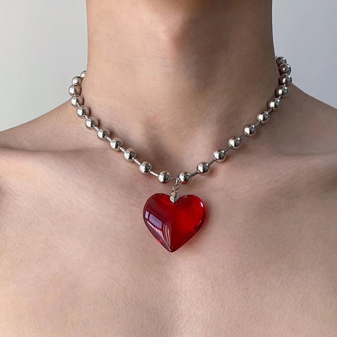 Accessories Red Heart Choker Necklace