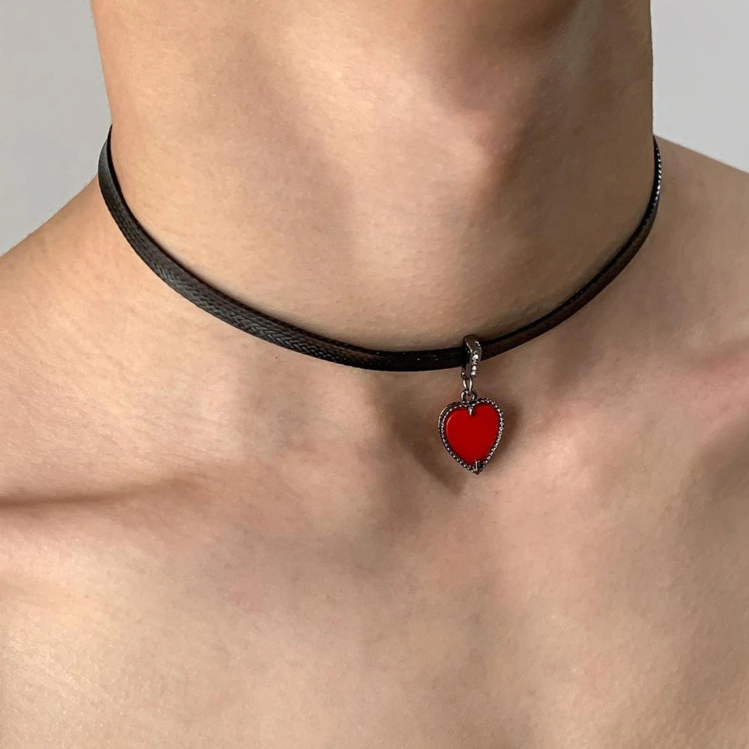 Accessories Red Heart Choker Necklace