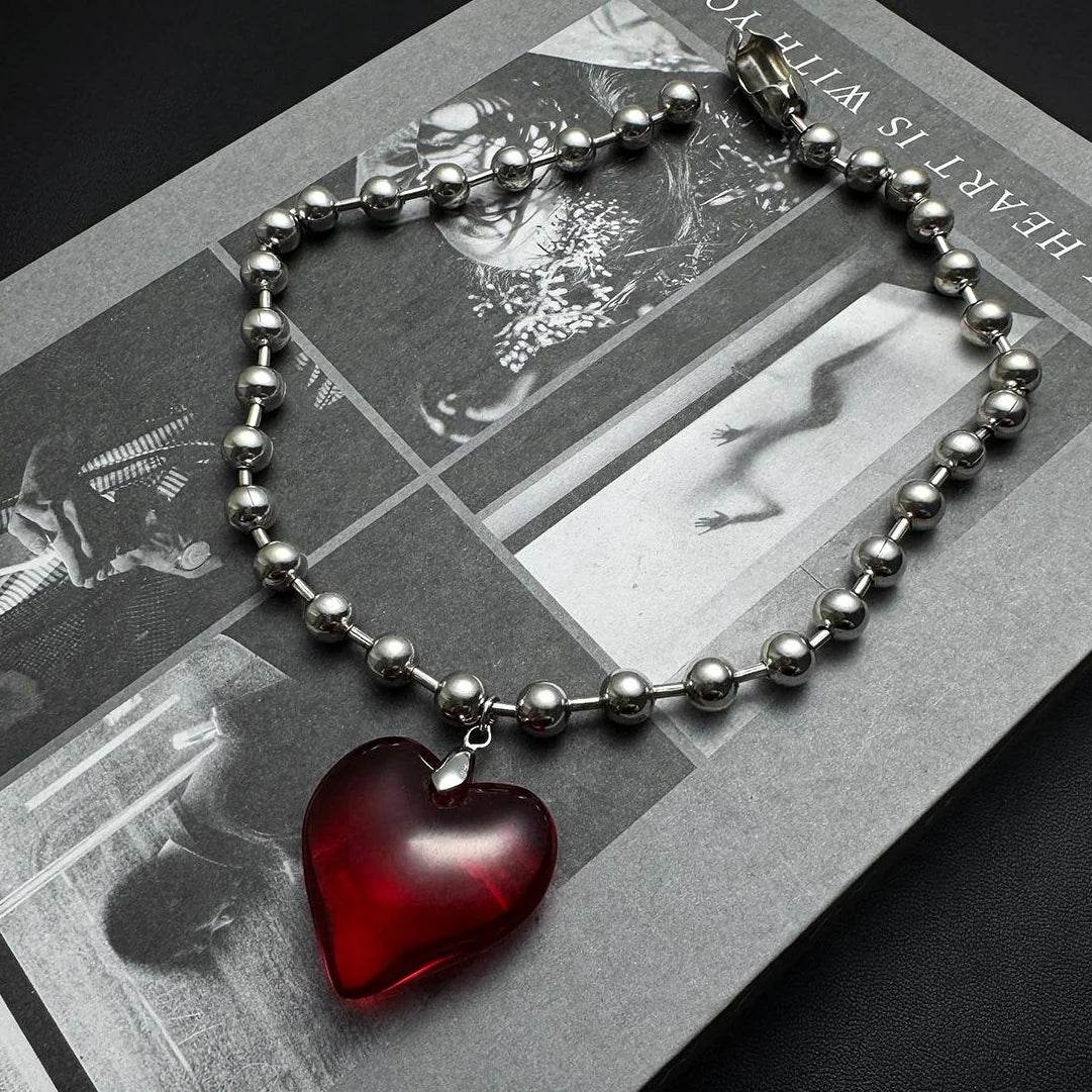 Accessories Red Heart Choker Necklace