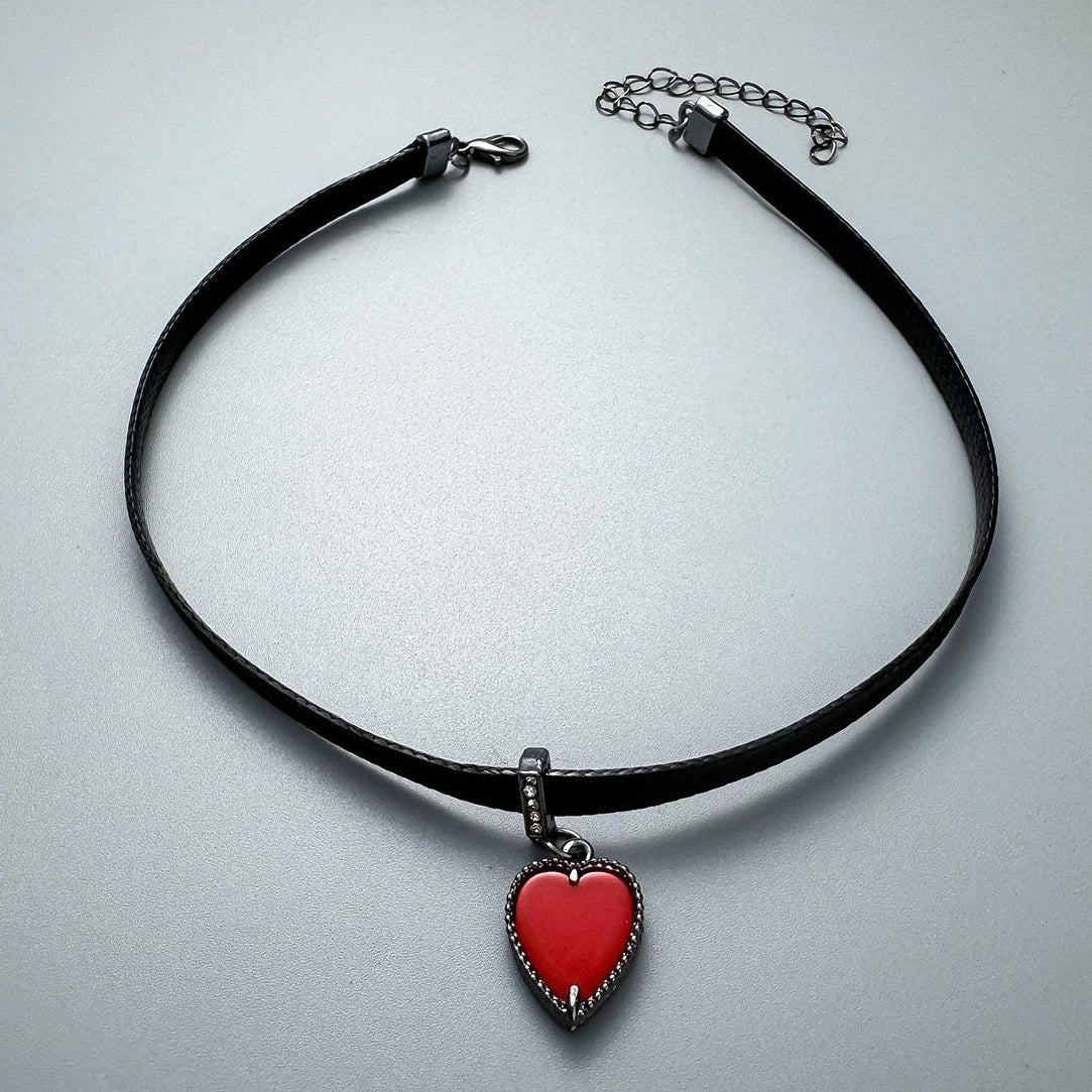 Accessories Red Heart Choker Necklace