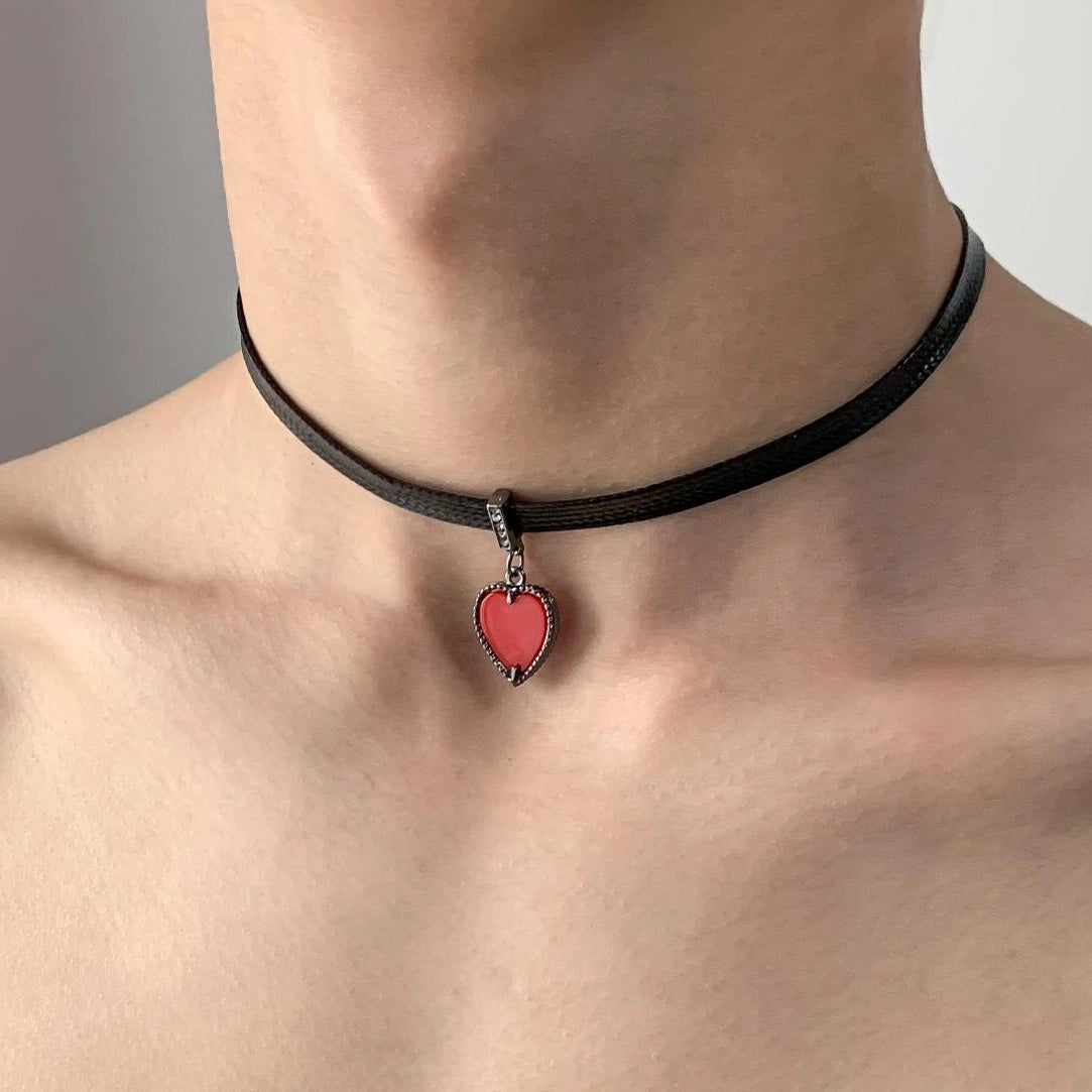 Accessories Red Heart Choker Necklace