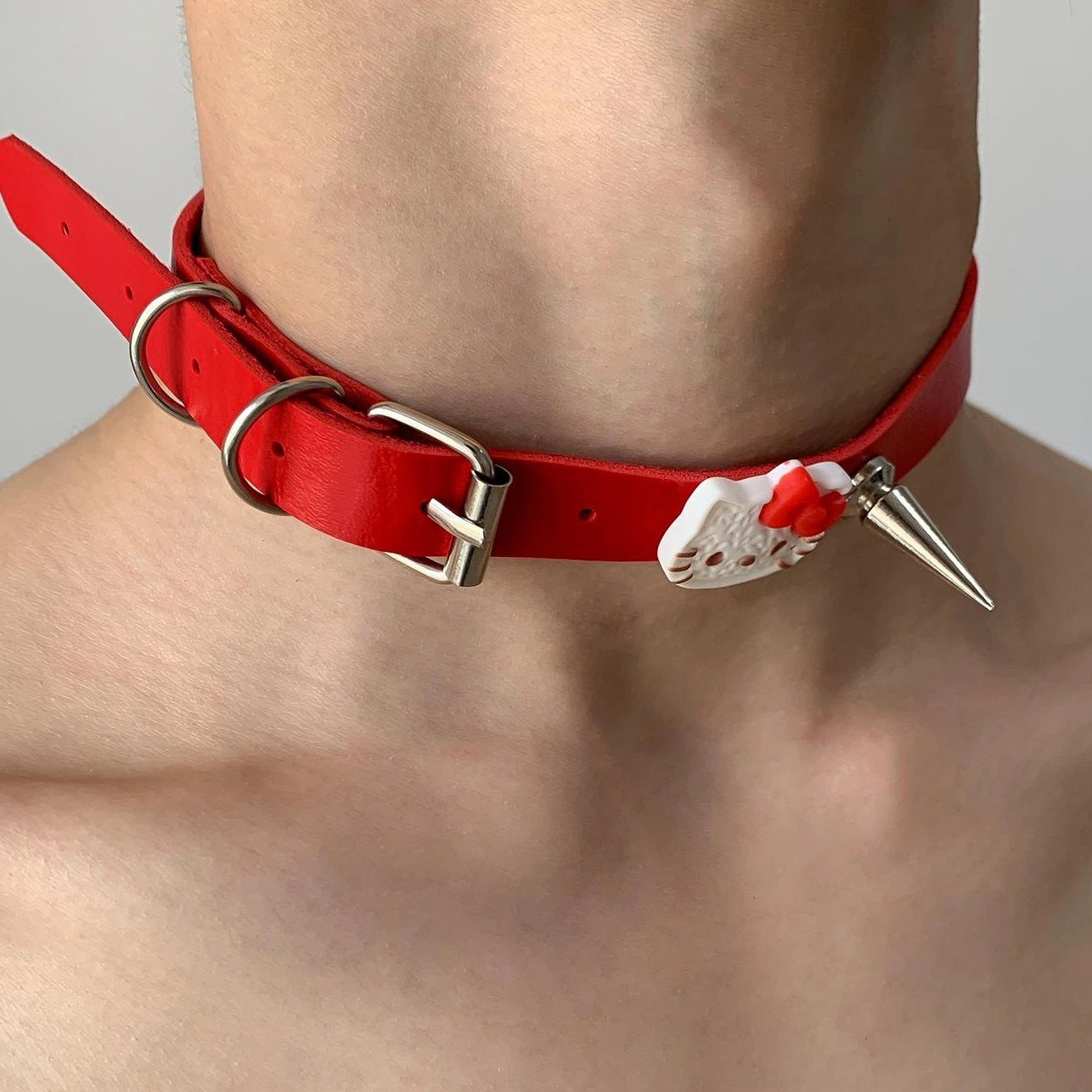 Accessories Red Studded Kitten Collar Choker