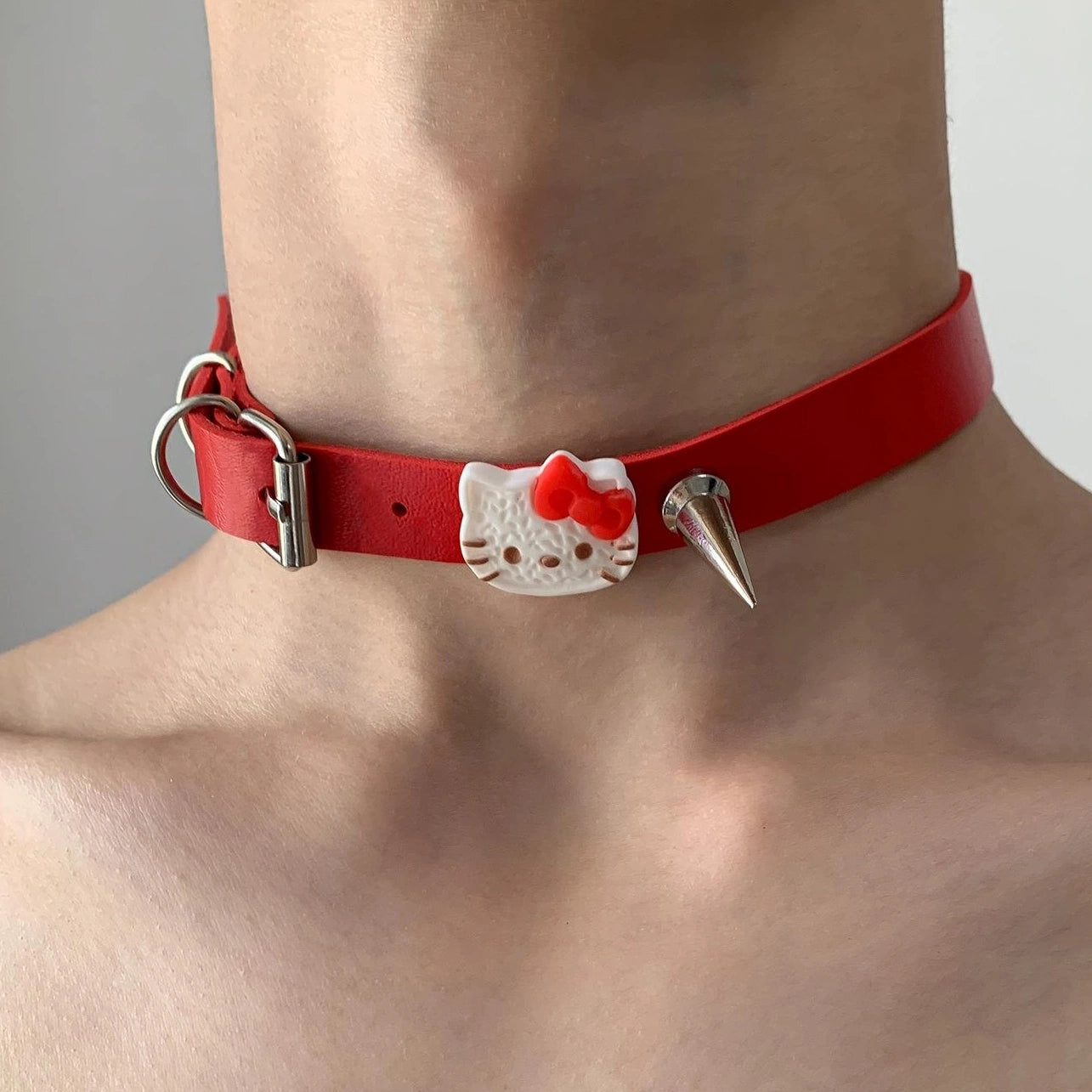 Accessories Red Studded Kitten Collar Choker