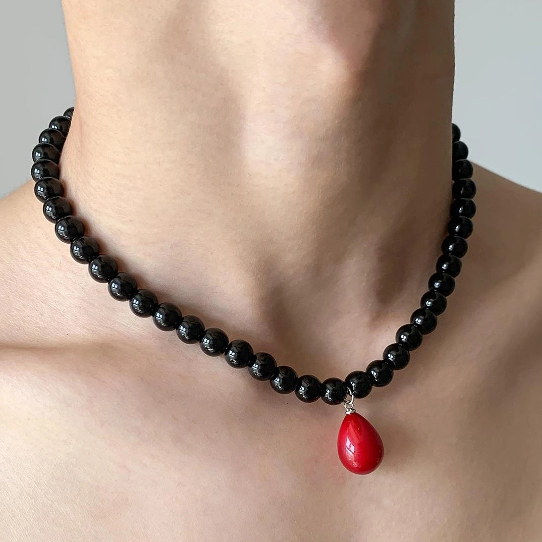Accessories Red Teardrop Beaded Choker Necklace