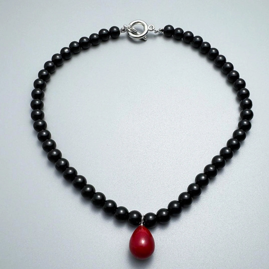 Accessories Red Teardrop Beaded Choker Necklace