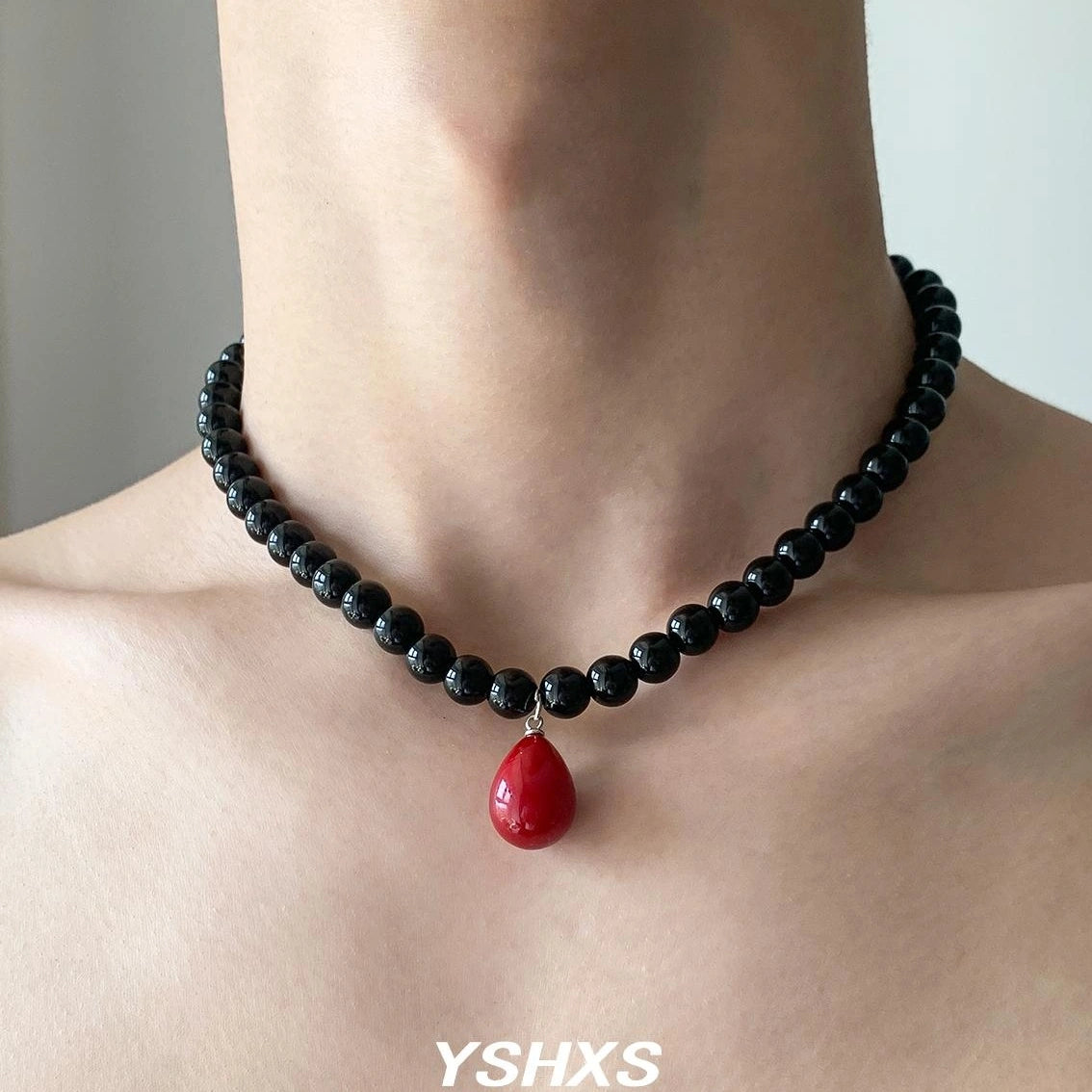 Accessories Red Teardrop Beaded Choker Necklace