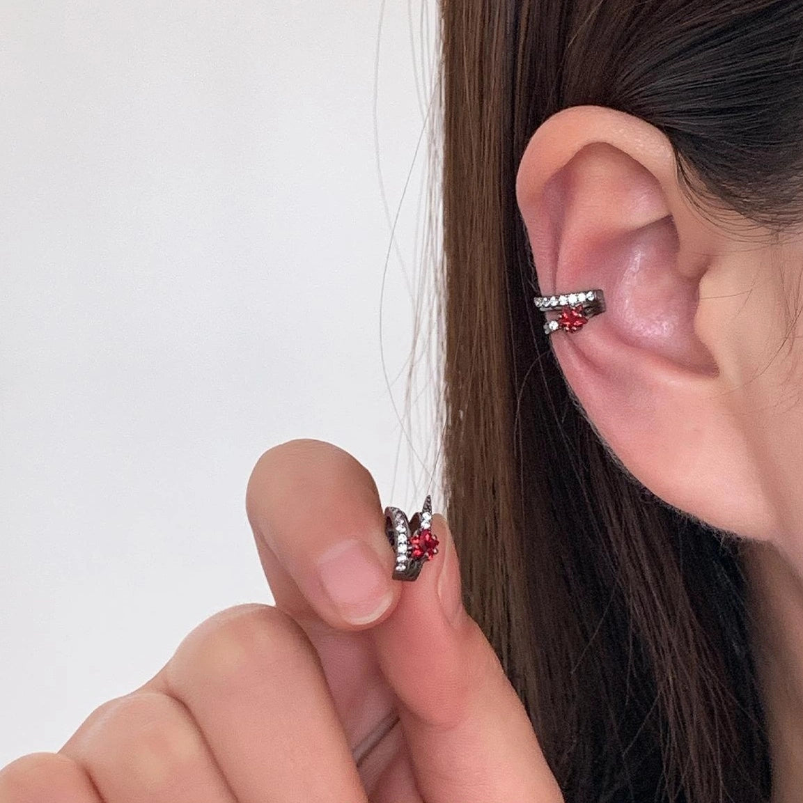 Accessories Red Zircon Punk Ear Climber No Piercing