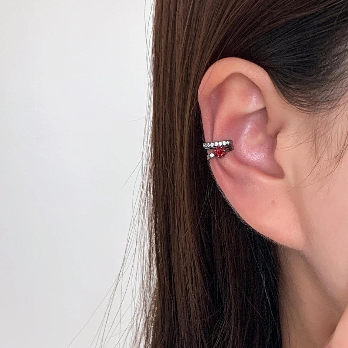 Accessories Red Zircon Punk Ear Climber No Piercing