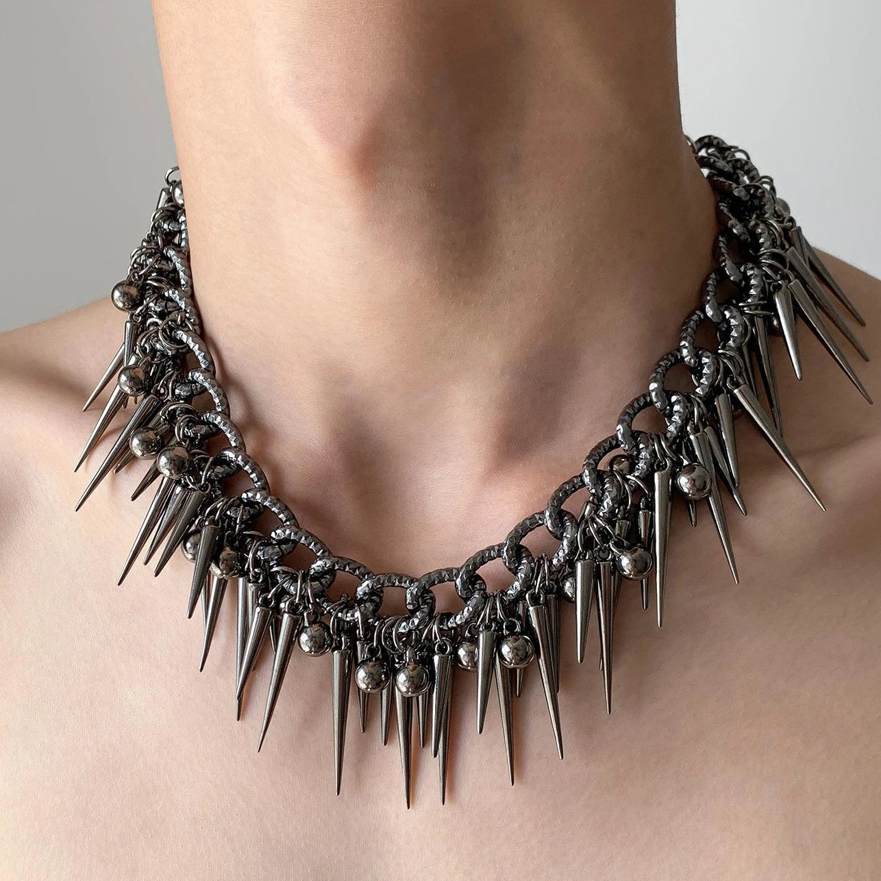 Accessories Rivet Bead Fringe Statement Necklace