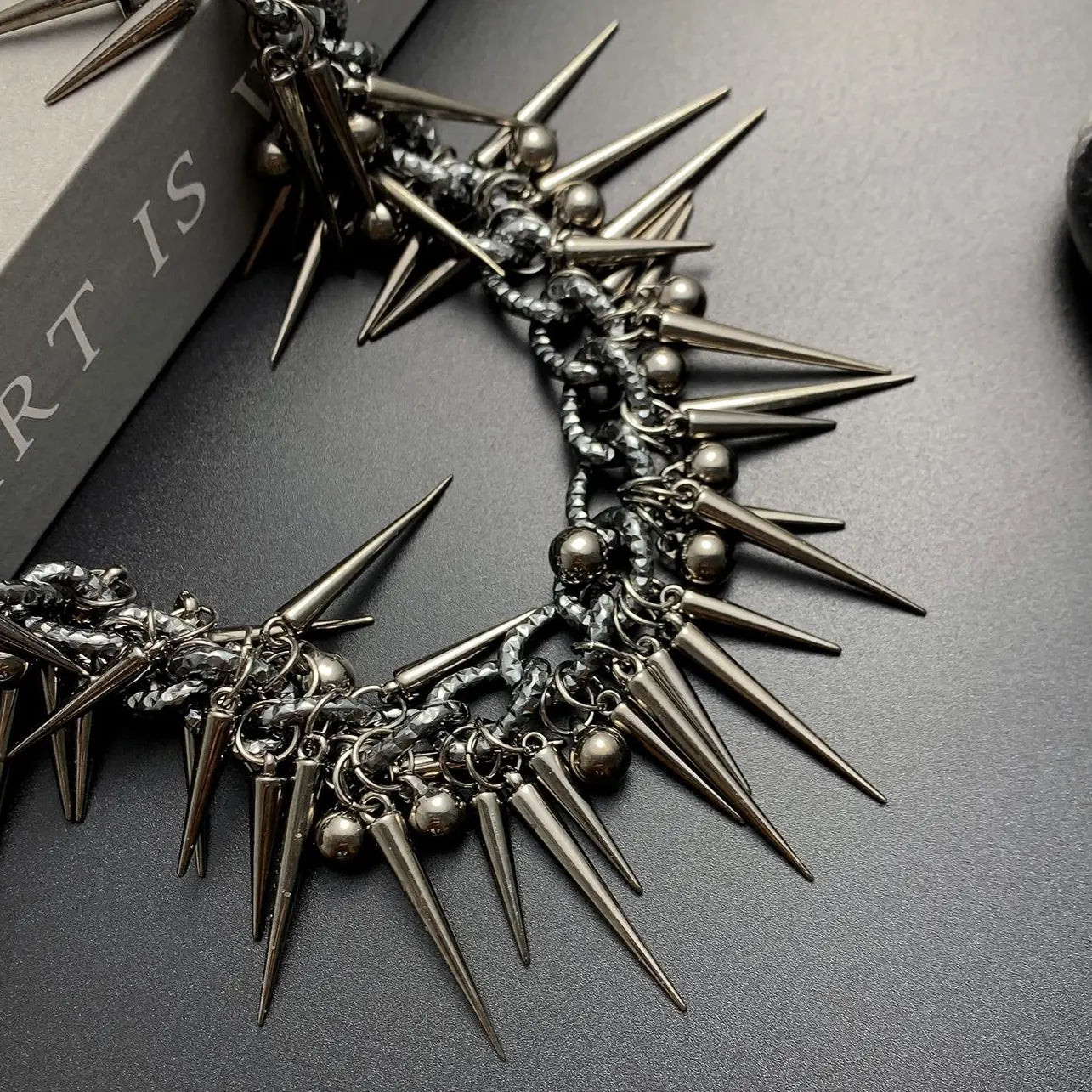 Accessories Rivet Bead Fringe Statement Necklace