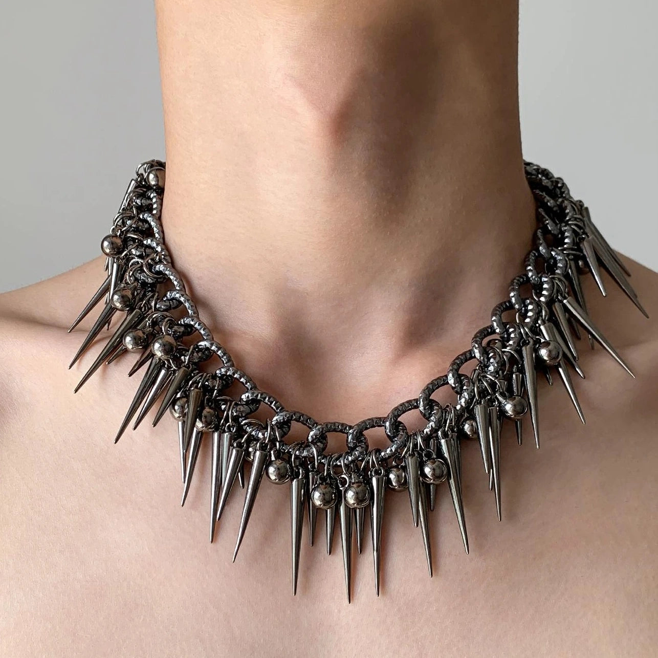 Accessories Rivet Bead Fringe Statement Necklace