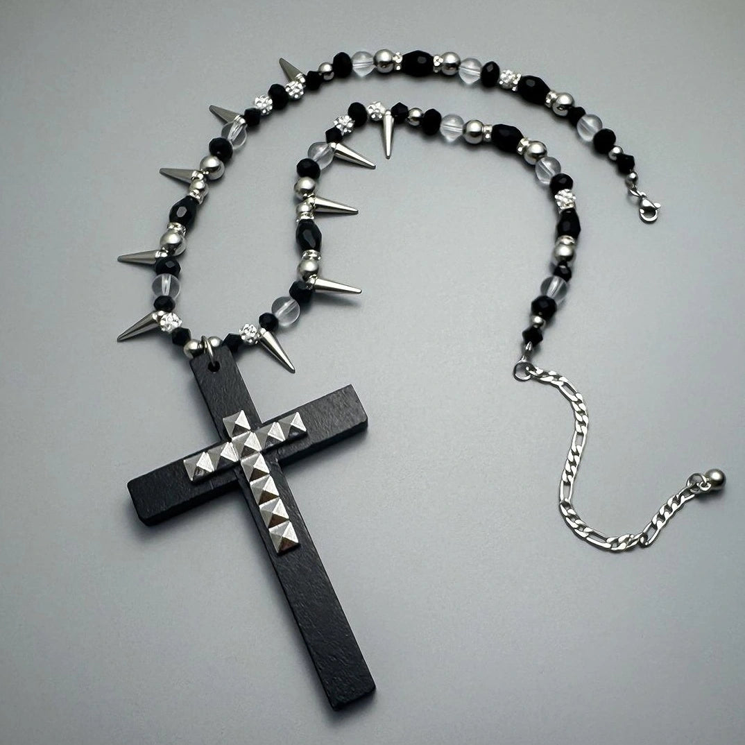 Accessories Rivet Cross Pendant Drop Necklace