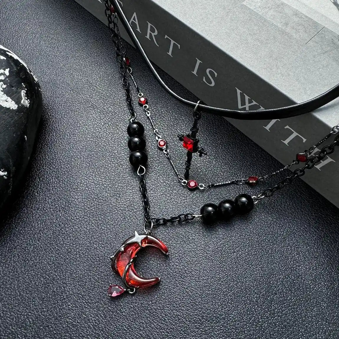 Accessories Scarlet Crescent Gothic Layered Necklace