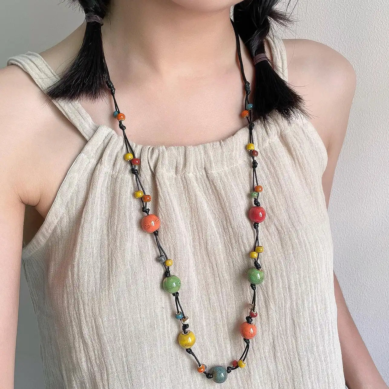 Accessories Self Adjusting Ceramic Bead Necklace