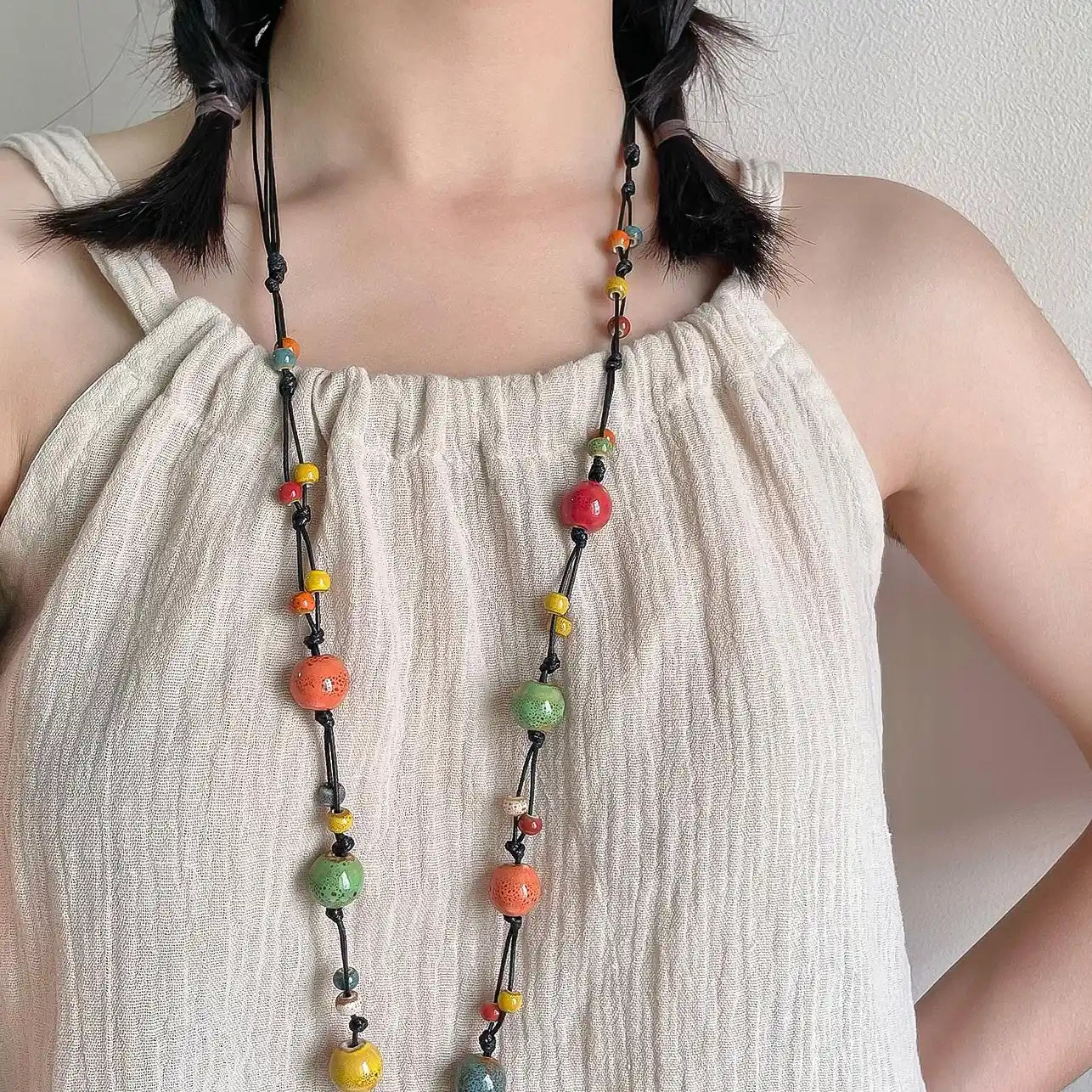 Accessories Self Adjusting Ceramic Bead Necklace