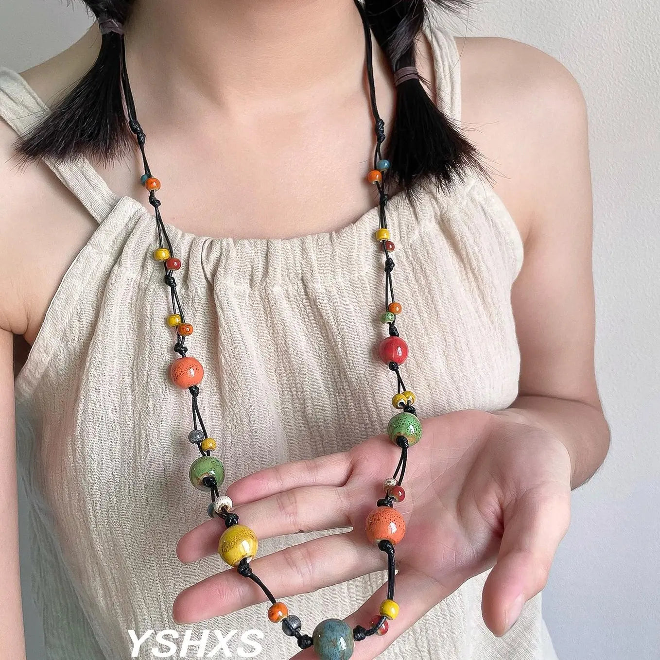 Accessories Self Adjusting Ceramic Bead Necklace