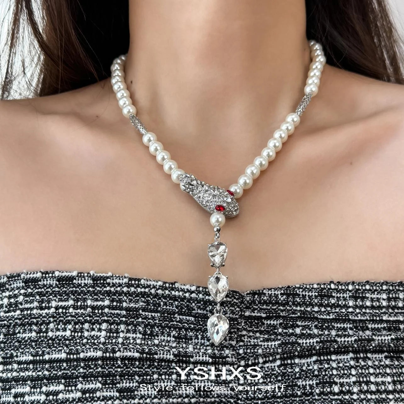 Accessories Serpentine Pearl Long Necklace