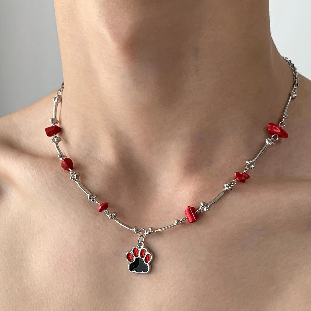 Accessories Shattered Ruby Cat Claw Pendant Necklace