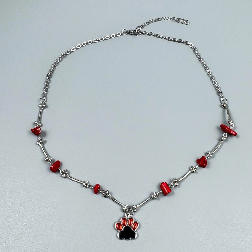 Accessories Shattered Ruby Cat Claw Pendant Necklace