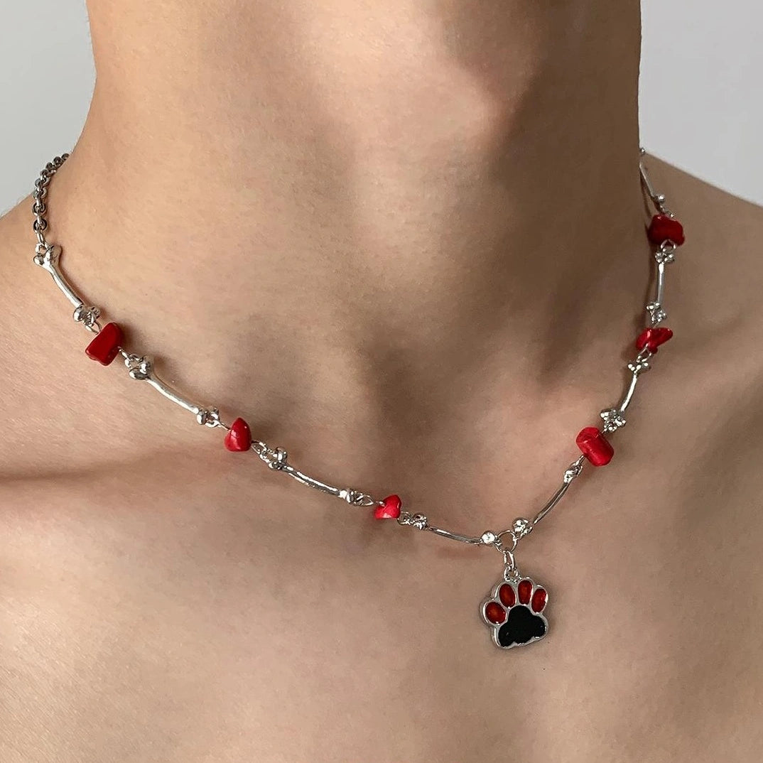 Accessories Shattered Ruby Cat Claw Pendant Necklace