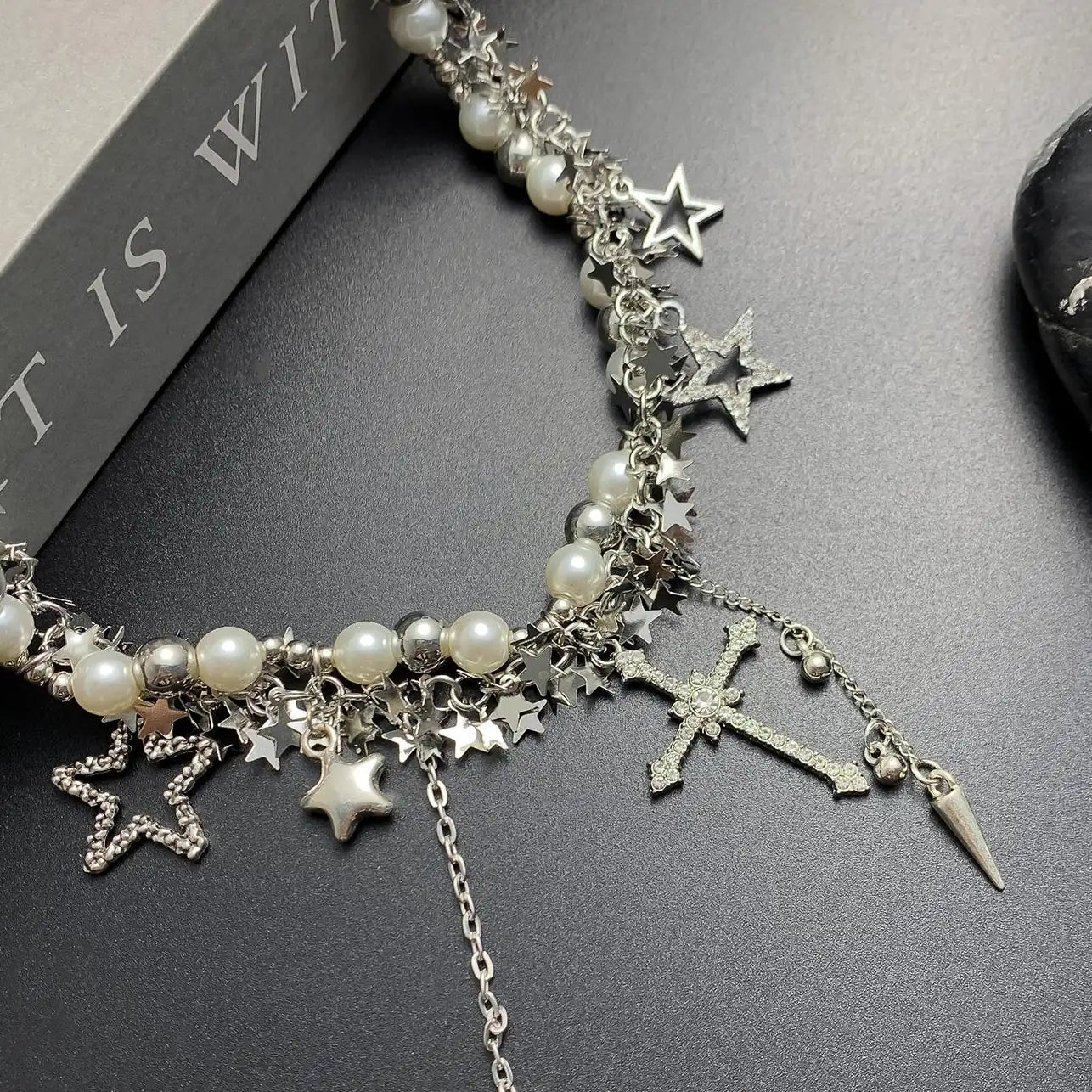 Accessories Silver Star Cross Tassel Layering Necklace