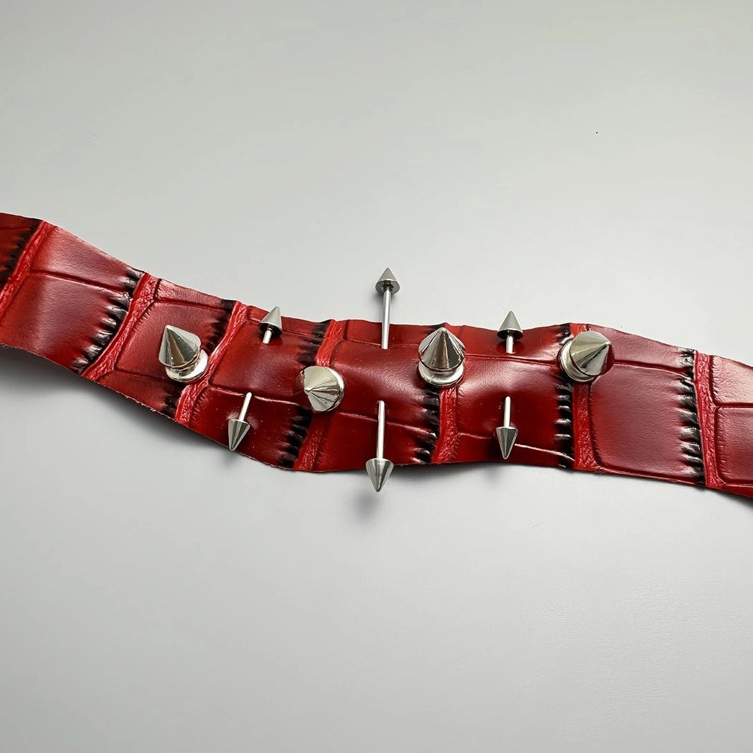 Accessories Snake Pattern Leather Choker With Irregular Rivets