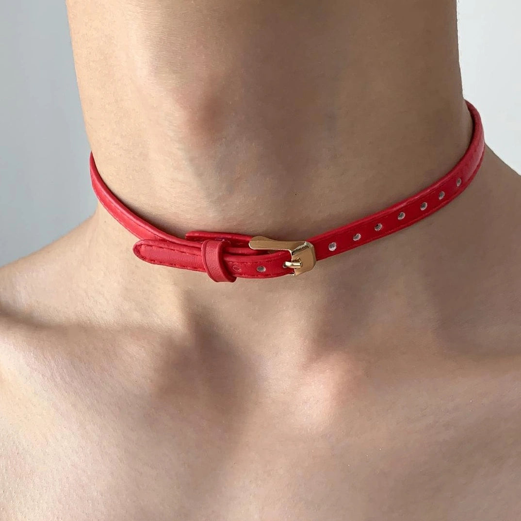 Accessories Textured Wine Red Choker Necklace