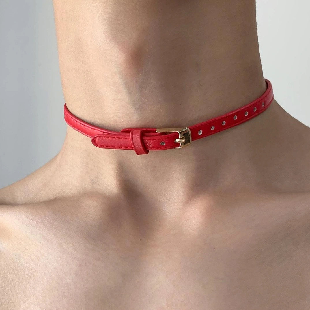 Accessories Textured Wine Red Choker Necklace