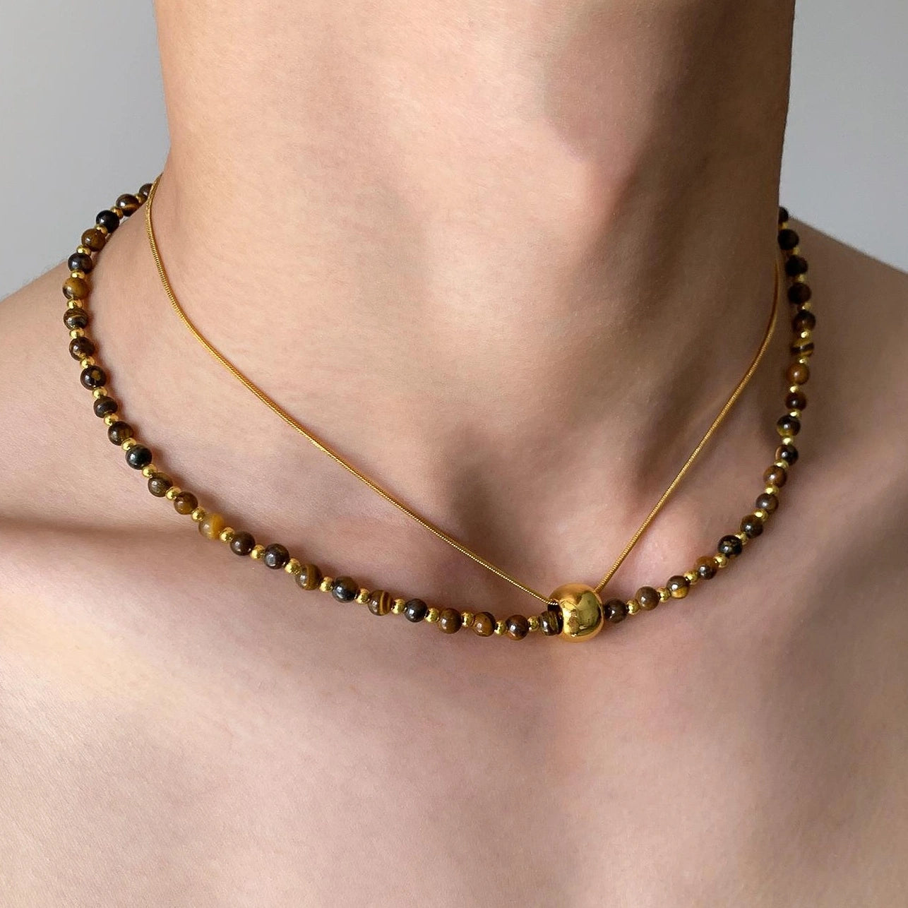Accessories Tiger S Eye Double Layer Pendant Necklace