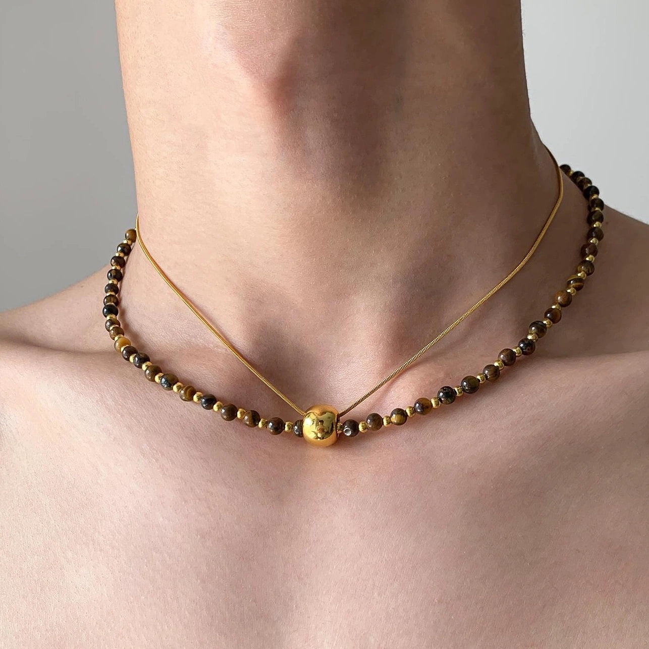 Accessories Tiger S Eye Double Layer Pendant Necklace