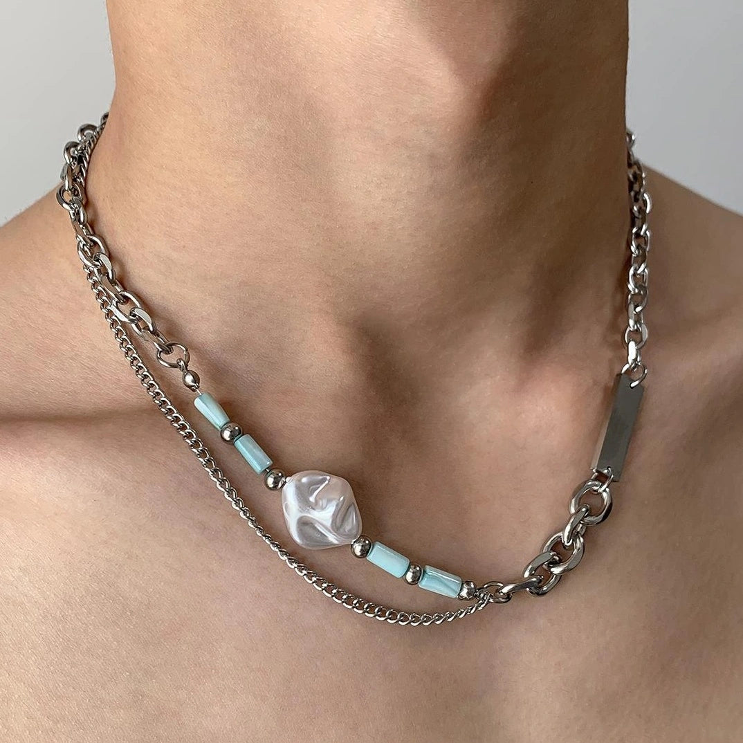Accessories Titanium Steel Beaded Statement Necklace