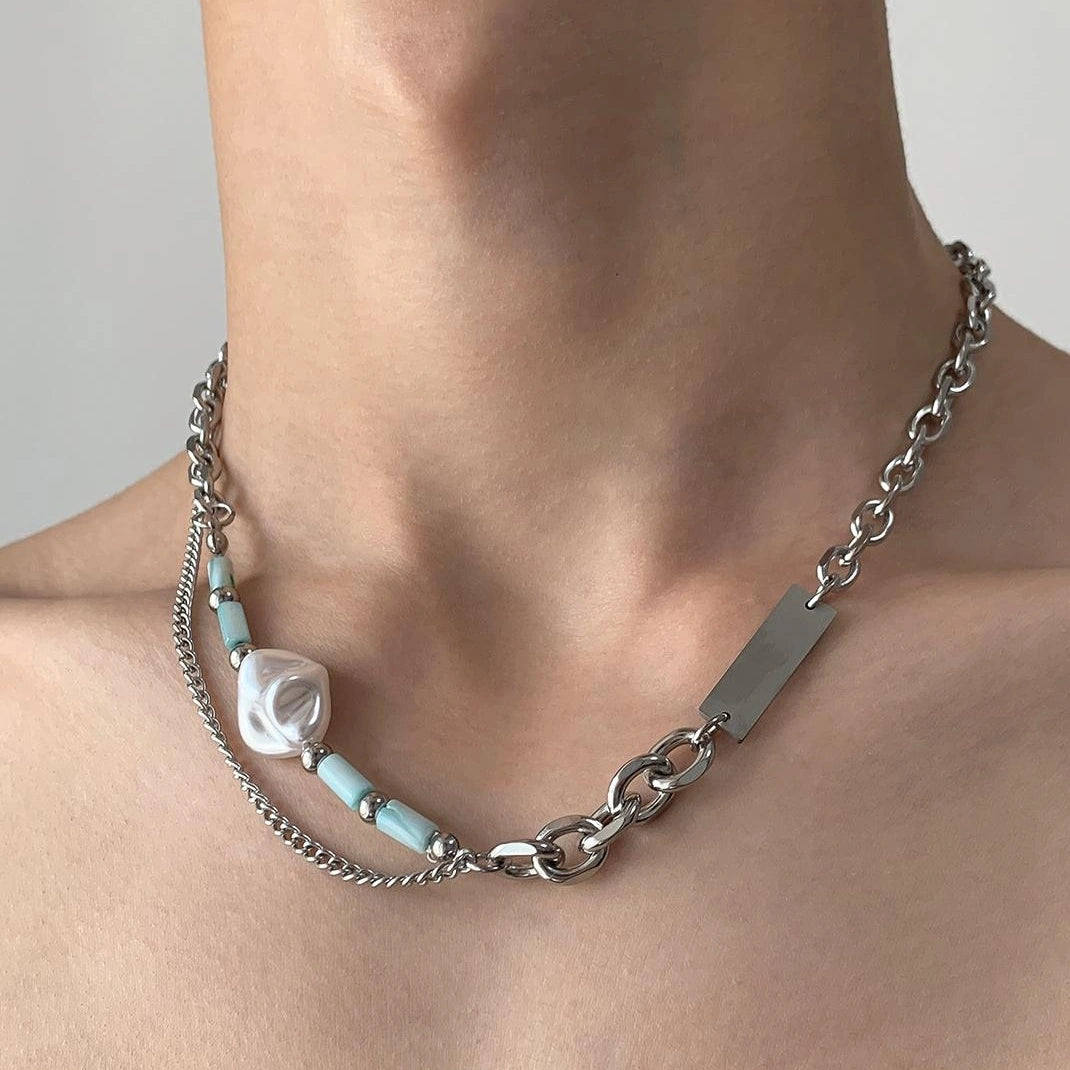 Accessories Titanium Steel Beaded Statement Necklace