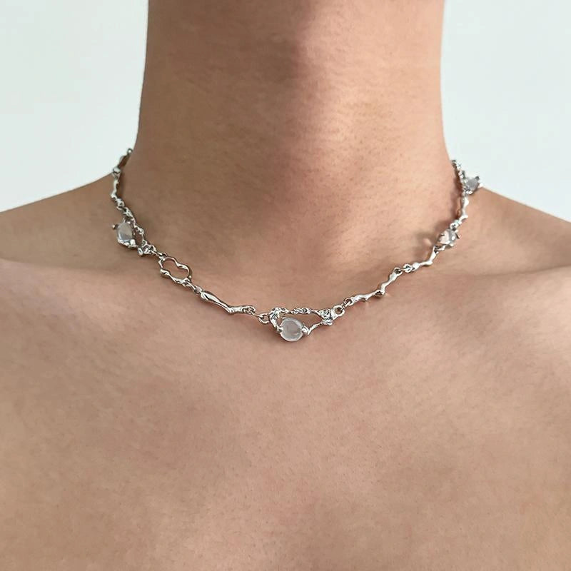 Accessories Titanium Steel Y2k Opal Necklace