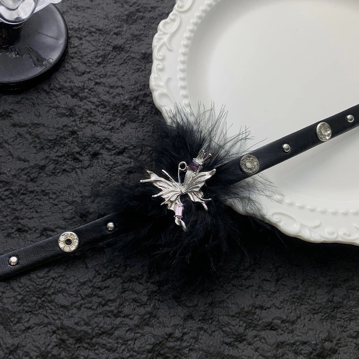 Accessories Velvet Gothic Bow Leather Choker