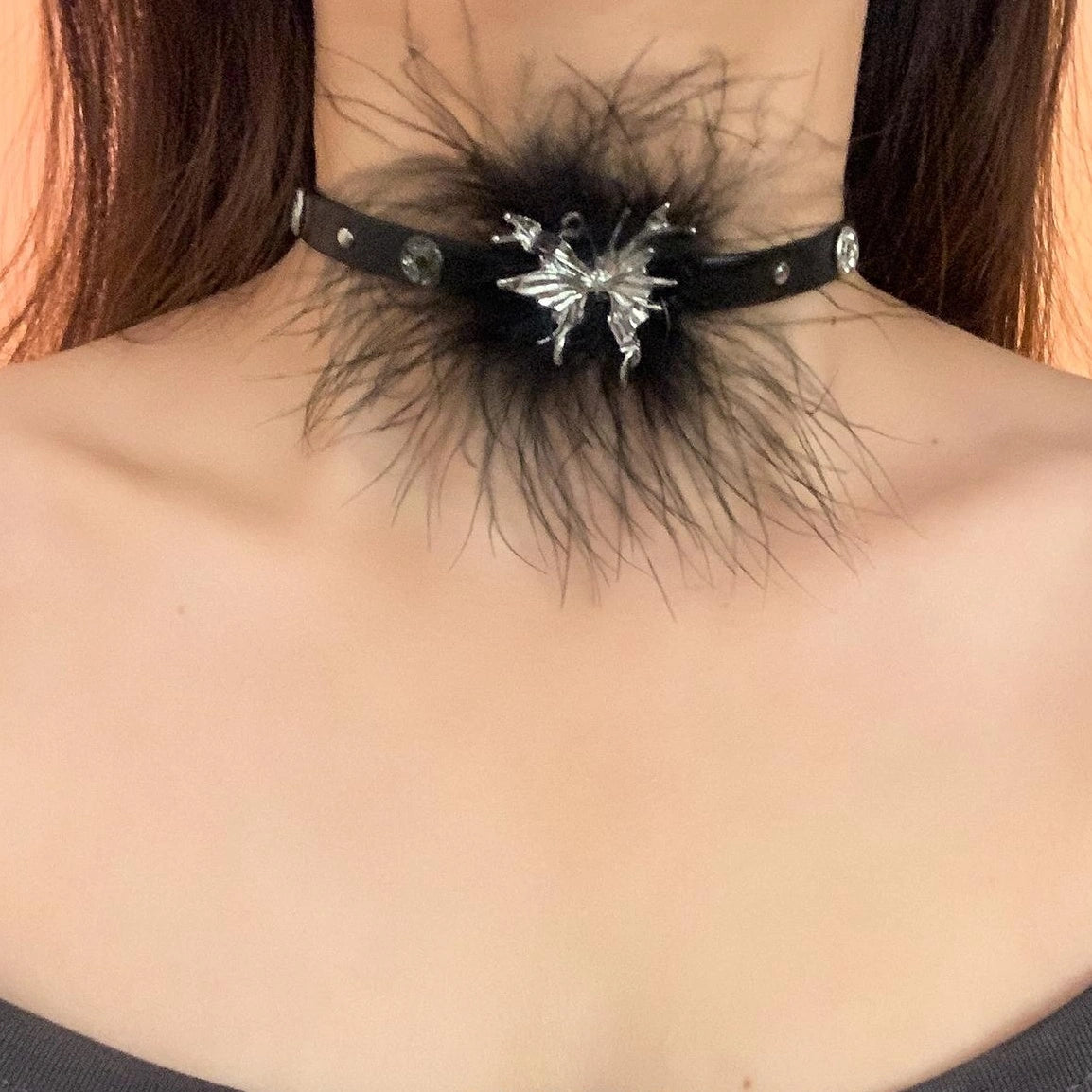 Accessories Velvet Gothic Bow Leather Choker